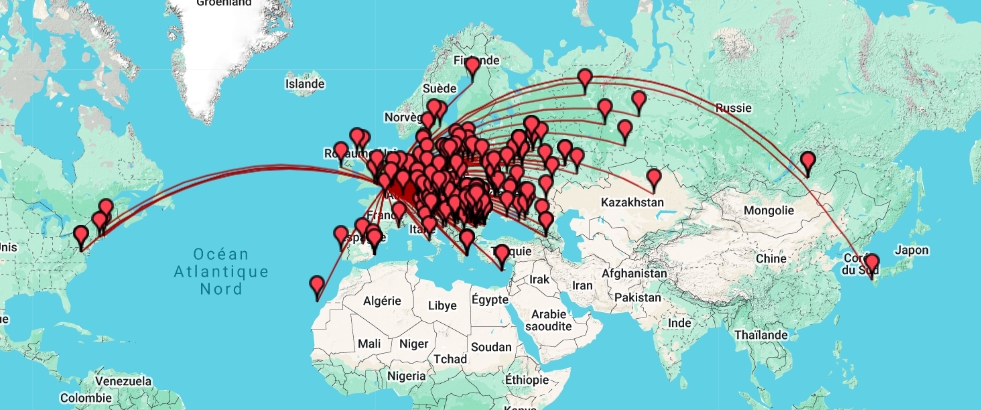 Carte projection QSO F6UGW YO DX Contest 2024