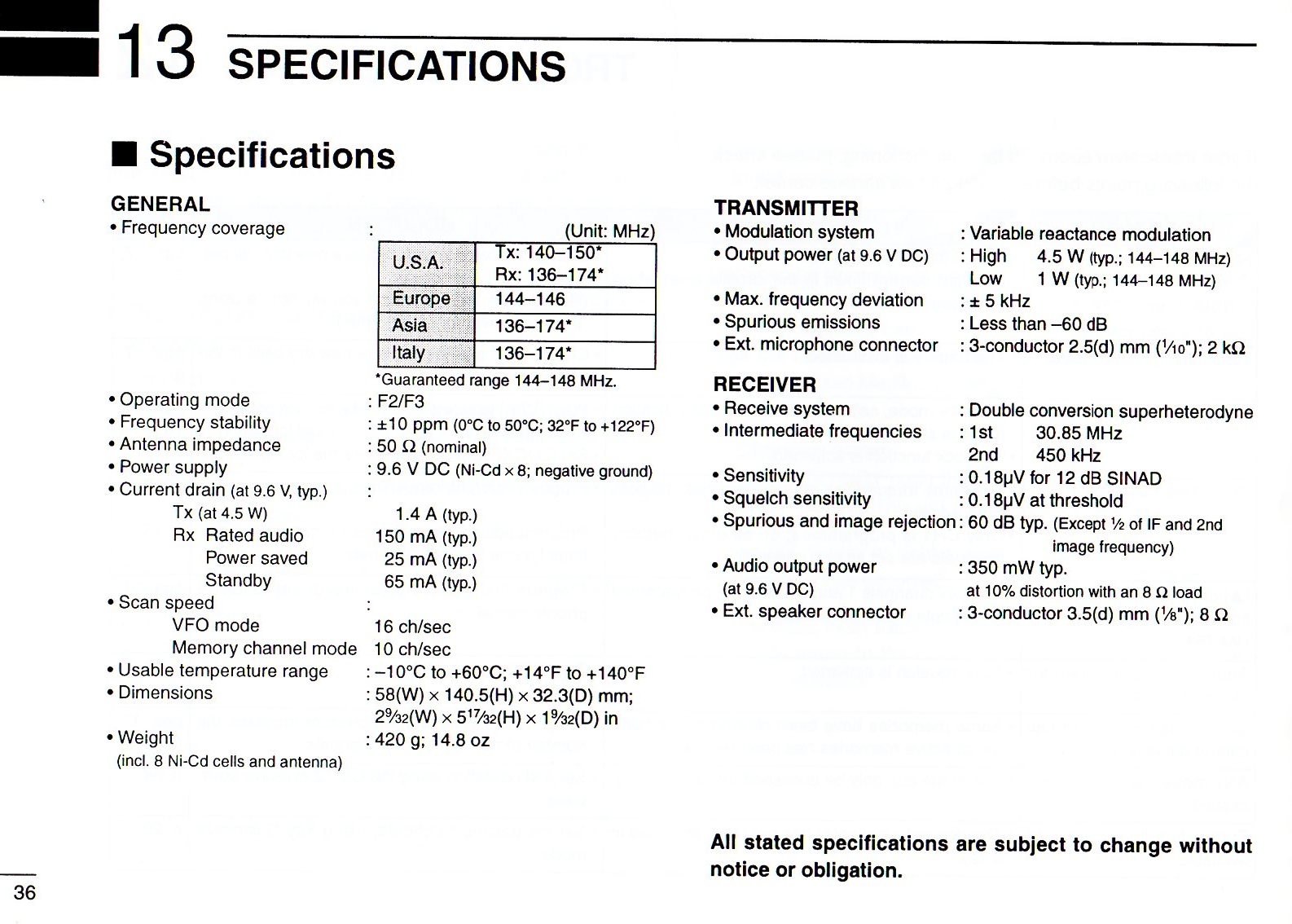 Specification ICT2E